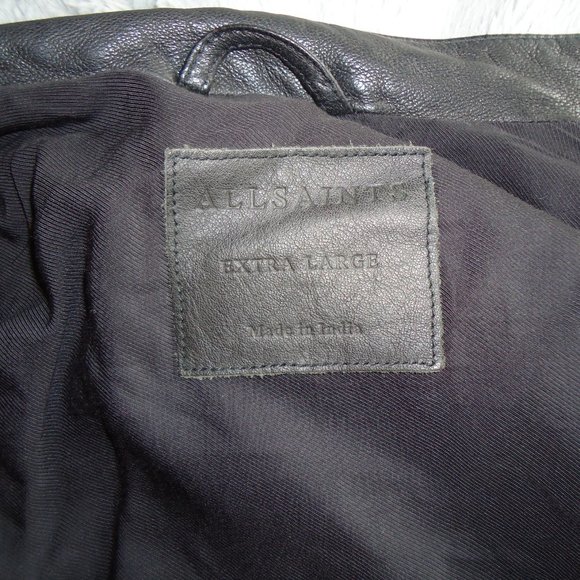 All Saints Mens Kallow Biker Leather Jacket Size XL NWOT - Picture 6 of 7
